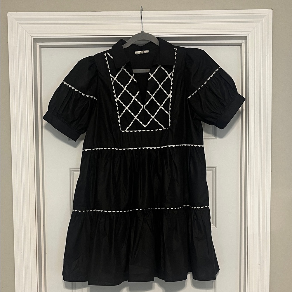 Entro Black Mini Dress with White Detailing